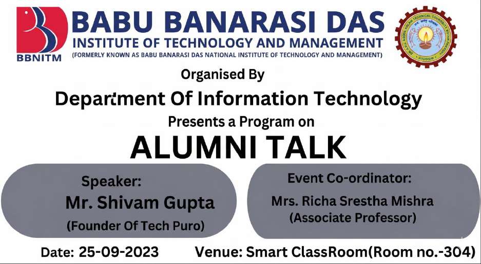 Poster for the alumni talk by Shivam Gupta